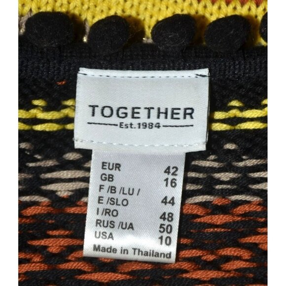 Together Ladies Open Yellow Black Cardigan Sweater Size 10 Striped Granny Core - Picture 10 of 12